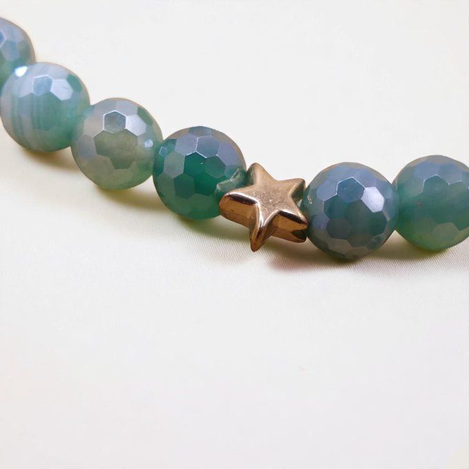 Agate facettée vert clair