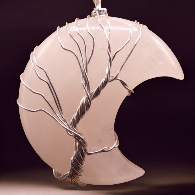 Quartz Rose lune arbre de vie