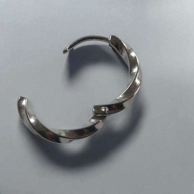 Fermoir D 15mm argenté torsadé