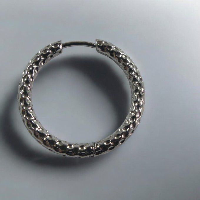 Fermoir D 22mm argenté martelé